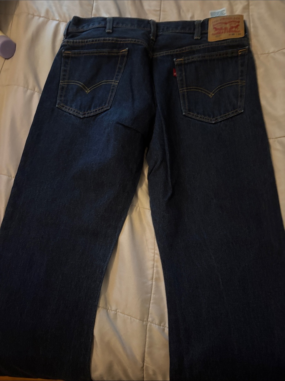 Men's Dark Blue Bootcut Jeans - Classic Five-Pocket Style